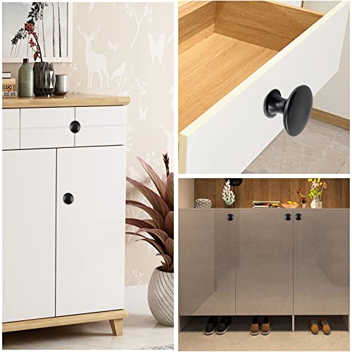 Zorfeter 10 Pcs Flat Black Cabinet Knobs Round Modern Black Drawer Knobs Hardware Pulls Handles for Kitchen Cupboard Dresser, 30mm Diameter - color: Flat Black Cabinet Knobs