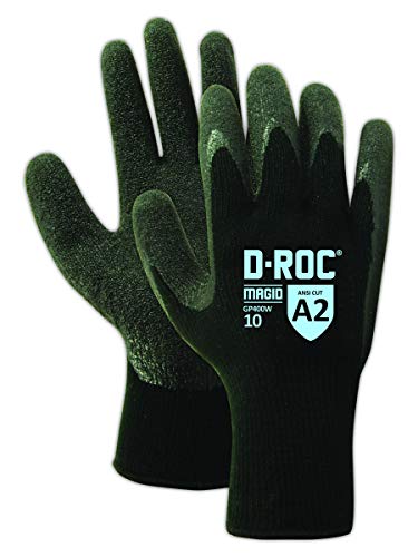 MAGID D-ROC ANSI A2 Thermal Latex Palm Coated Work Gloves, 12 Pairs, GP400W - size: 10/XL, style: 12 Pairs