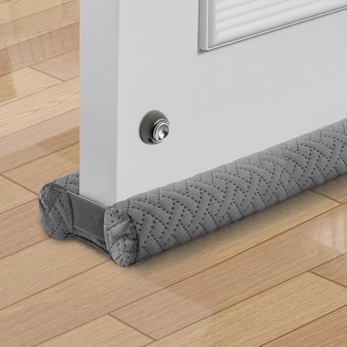 2 Pcs Premium Velvet Under Door Draft Stopper, 30'' to 36'' Adjustable Gap Filler with Double-Sided Windproof Seal - Blocks Cold Air, Light, Dust & Noise, Ideal for Home/Office Energy Saving - color: Gray, size: 2 Pcs(30'' to 36'' )