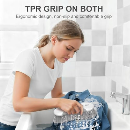 SetSail Multi-Purpose Scrub Brush of 2 Pack, Stiff Bristles Cleaning Brush with Non-Slip Grip Heavy Duty Scrub Brushes for Cleaning Bathroom Kitchen Tile Bathtub Sink, Grey - color: Gray