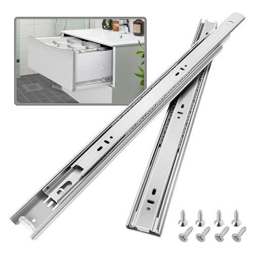 1 Pair Stainless Steel Full Extension Ball Bearing Drawer Slides 8 10 12 14 16 18 20 22 24 Inch 100 LB Load Capacity Side Mount Cabinet Rails Dresser Metal Runners Kitchen (10 inch,Stainless) - color: Silver-Stainless Steel, size: 10 Inch
