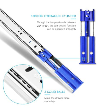 18 Inch Soft Close Drawer Slides,10 Pairs Heavy Duty 100 LB Capacity Full Extension Ball Bearing Side Mount Drawer Glides - size: 18 Inch