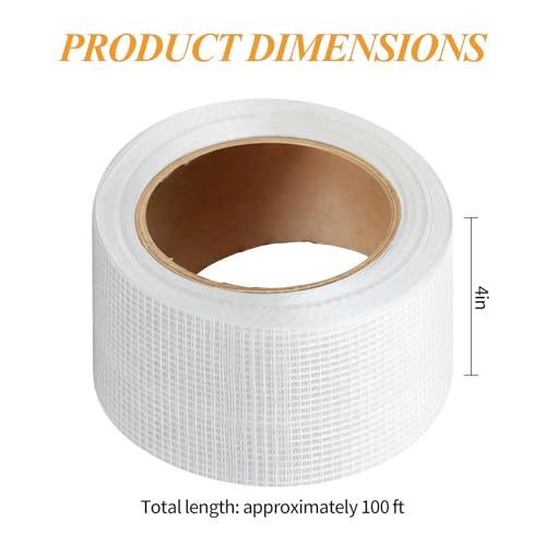 Drywall Joint Tape, 4 Inch x 100 Ft Self Adhesive Drywall Tape, Wall Patch Repair Roll, Fiberglass Mesh Tape for Drywall Repair, Wall Cracks and Ceiling Gaps - style: 4 Inch x 100 Ft