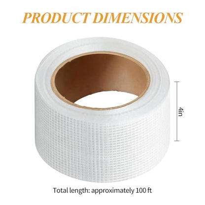 Drywall Joint Tape, 4 Inch x 100 Ft Self Adhesive Drywall Tape, Wall Patch Repair Roll, Fiberglass Mesh Tape for Drywall Repair, Wall Cracks and Ceiling Gaps - style: 4 Inch x 100 Ft