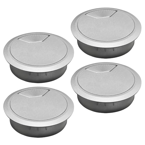 Desk Grommet 2-1/16" (53 mm), Desk Cord Hole Cover, Cable Grommet ABS Plastic, Desk Hole Grommet for Office and Home Table Cable, Detachable Adjustable Cable Cord Organizer (Silvery4 Pcs) - size: 2-1/16" (53 mm), style: 4 pcs Silvery