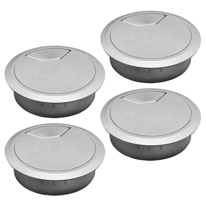 Desk Grommet 2-1/16" (53 mm), Desk Cord Hole Cover, Cable Grommet ABS Plastic, Desk Hole Grommet for Office and Home Table Cable, Detachable Adjustable Cable Cord Organizer (Silvery4 Pcs) - size: 2-1/16" (53 mm), style: 4 pcs Silvery