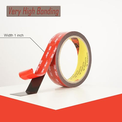 3M Double Sided Mounting Tape Heavy Duty Made of 3M 5925 Vhb 1"×10Ft Black Waterproof Foam Tape Strong Adhesive Strip Tape for Automotive Trim Insulation Strip Office Home Décor - size: 1" × 10 Ft