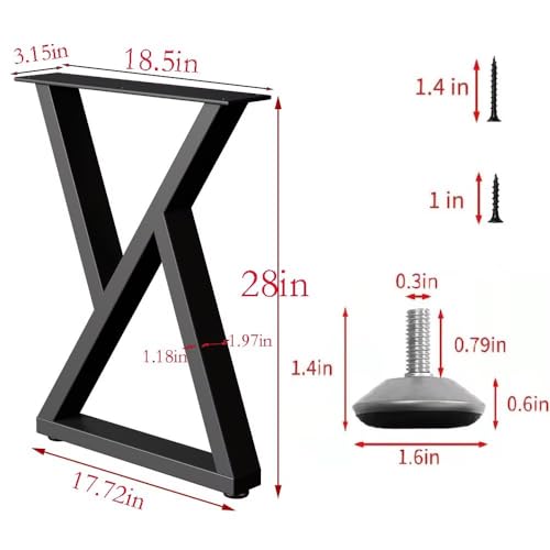 28 Inch Metal Table Desk Legs, Heavy Duty DIY Industrial Furniture Legs, Metal Legs for Table Set of 2 Black 28" H×18.5" W - color: 28" Table Legs 3, size: 28" X 18.5"