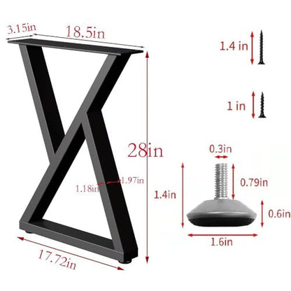 28 Inch Metal Table Desk Legs, Heavy Duty DIY Industrial Furniture Legs, Metal Legs for Table Set of 2 Black 28" H×18.5" W - color: 28" Table Legs 3, size: 28" X 18.5"