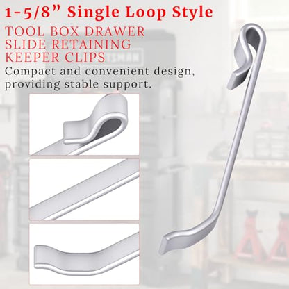 12Pcs Tool Box Drawer Slide Retaining Keeper Clips Fit for Napa Mac Matco Proto Sears Craftsman Tool Boxs Chest Clip Early 2'' Single Loop Pull Out Stop Style Tool Box Drawer Slides Replacement Parts - style: single-ended ring