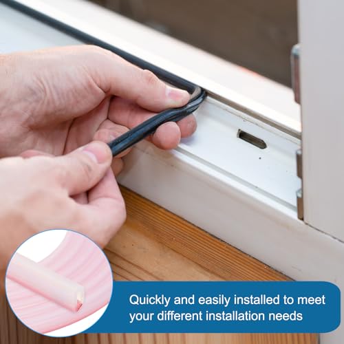 PATIKIL Silicone Weather Stripping Door Seal, 19.7 ft D Shape Weather Stripping Self Adhesive Door Seal Strip for Door Frame, Window Sealing, Large Gap, 15/64" Wx5/128 Tx5/16 H, Clear/Red - size: 19.7 ft Long, 15/64"Wx5/128"Tx5/16"H
