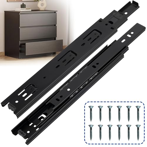 10 Inch Drawer Slides 1 Pairs (2pcs) Side Mount Rails - Heavy Duty Full Extension Ball Bearing – Drawer Slide Glides for Cabinet Kitchen, Dresser Runners - Draw Slides Sliders 100Lb Capacity - color: Black, size: 10 Inch