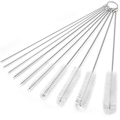 CiaraQ Bottle Cleaning Brushes, 9.8 Inch Nylon Tube Brush Set, Cleaner for Narrow Neck Bottles Cups with Hook, Set of 10pcs - color: White, size: 9.8 Inch (10pcs)