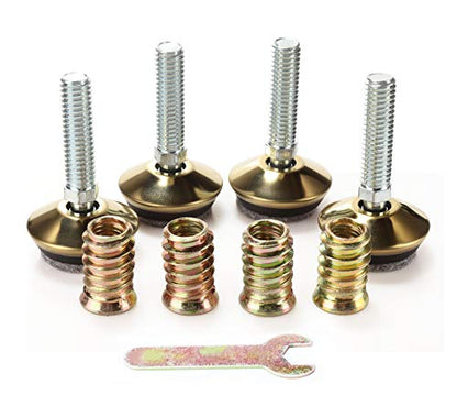 Swivel Furniture Levelers - Adjustable Leveling Legs for Tables Chairs Cabinets Felt Pads Included (4, D34mm Swivel Golden) - size: D34mm Swivel Golden