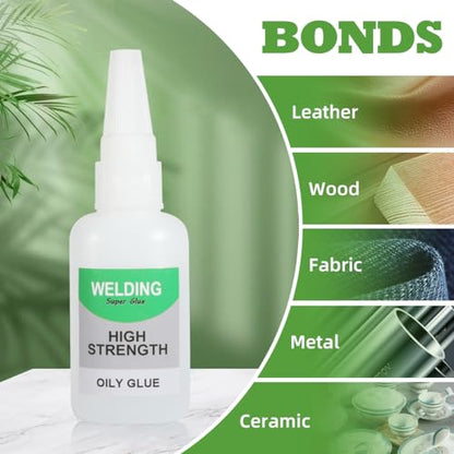 Jue-Fish Welding High-Strength Oily Glue - Ceramic Glue for Porcelain and Pottery Repair, Waterproof, No Smell, Temperature Resistant, for Shoes, Metal, Plastic, Wood, Leather, Glass, DIY, 2 Pack
