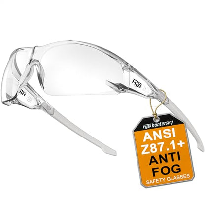 HTS HUNTERSKY ANSI Z87.1 Anti-Fog Clear Safety Glasses Pickleball Youth Baseball Lab Chemistry Goggles Scratch Resistant - color: Clear-light Gray