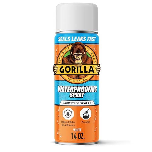 Gorilla Waterproofing Spray, Rubberized Sealant, White, 14 Ounce (Pack of 1) - Seals Out Water, Air, and Moisture - color: White, size: 1 - Pack