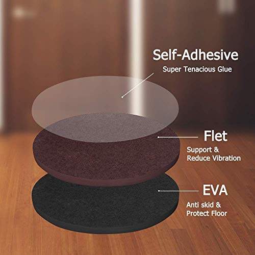 Yelanon Non Slip Furniture Pads - 16 pcs 3" Round Felt & EVA Furniture Grippers, Dark Brown & Black, Self Adhesive Rubber Feet for Hardwood, Laminate, Tile, Vinyl, Cork Floors - size: 16pcs 3" Round