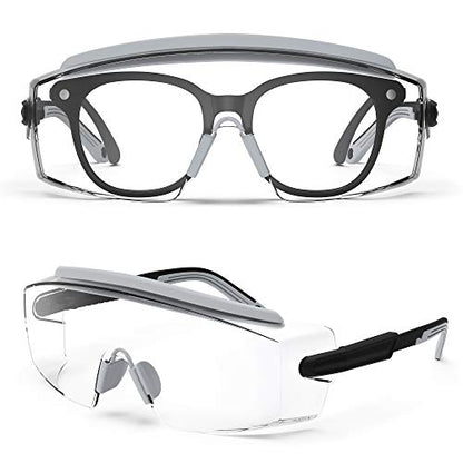 Anti Fog Safety Glasses Safety Goggles Over Glasses Protective Glasses with Anti Scratch Lenses Adjustable - color: Grey