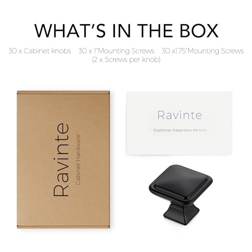 Ravinte 30 Pack Solid Single Hole Square Foot Cabinet Arch Knobs Kitchen Cabinet Knobs Matte Black Cabinet Knobs Black Drawer Pulls Kitchen Cabinet Hardware Knobs for Cabinets Cupboard Handles - color: Matte Black