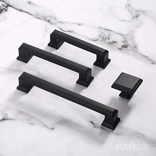Alzassbg 10 Pack Matte Black Cabinet Pulls, 5 Inch(128mm) Hole Center Cabinet Handles Kitchen Pulls for Cabinets and Drawer AL3071MB - color: Matte Black, size: 5" Hole Center