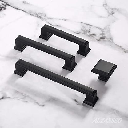 Alzassbg 10 Pack Matte Black Cabinet Pulls, 5 Inch(128mm) Hole Center Cabinet Handles Kitchen Pulls for Cabinets and Drawer AL3071MB - color: Matte Black, size: 5" Hole Center