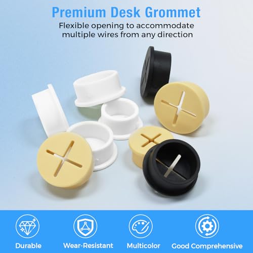 Desk Grommet, 1 in 25 mm Silicone Rubber Grommets, Black Desk Hole Cover for Cables, Flexible Wall Cord Pass Through Grommet for Office Table Computer Home Furniture Wire Organizer-15 Pcs - size: 1"(25 mm)-15Pcs, style: Black