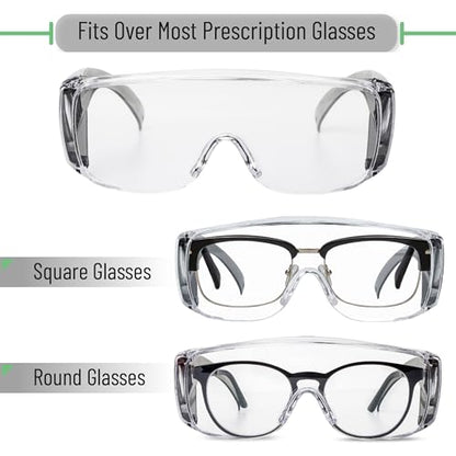 UNCO- Safety Goggles Over Glasses, Protective Goggles, Anti Fog, Work, Safety Glasses Over - color: Black, size: 12 Pack
