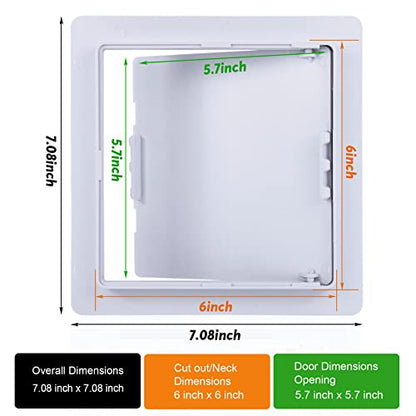 Plumbing Access Panel for Drywall 6 x 6 Inch Plastic Access Door Removable Wall Access Panel Ceiling Reinforced Hinged Durable White - size: 6 x 6 Inch