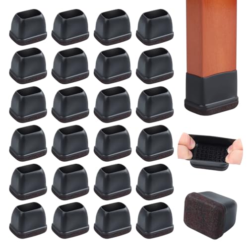 24PCS Felt Chair Leg Floor Protectors for Hardwood Floors, Rectangle Furniture Pads Easy Glides for Bar Stools, Silicone Chair Leg Caps to Protect Floors,Black Fit Length 1.3"-1.7", Width 0.9"-1.2" - color: Black-24pcs, size: L(Fit:W 0.9"-1.2",L1.3"-1.7")