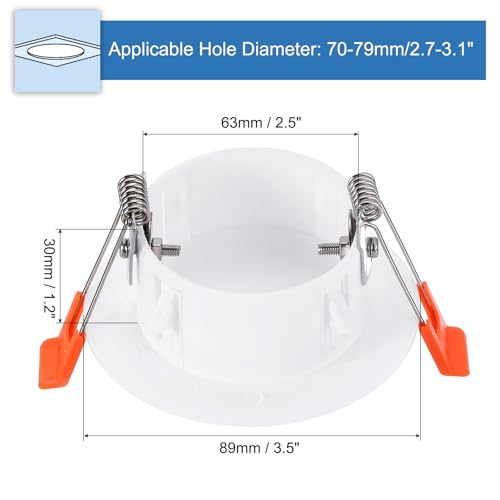 PATIKIL 3.5" Spring Ceiling Cover Plate, Recessed Light Trim Wall Mount Downlight Hole Cap Decorative Panel with Buckle Suitable for 2.7-3.1inch Round Hole Glass Ceiling Openings, White - size: 2.7-3.1"