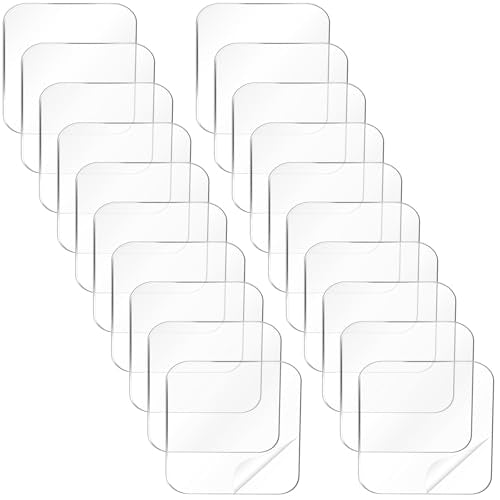 20 Pcs Double Sided Adhesive Square Pads, 2.4" Removable Clear Square Adhesive Wall Tape Stickers for Hanging, Waterproof Squares Heavy Duty Double-Sided Nano Tape for DIY Craft Home Office Shower