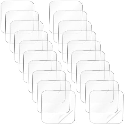 20 Pcs Double Sided Adhesive Square Pads, 2.4" Removable Clear Square Adhesive Wall Tape Stickers for Hanging, Waterproof Squares Heavy Duty Double-Sided Nano Tape for DIY Craft Home Office Shower