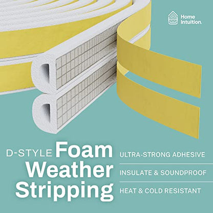66 Feet Self Stick Foam Weather Stripping Door Window Seal Draft Stopper Insulation Tape for Windows and Doors Soundproof Weatherstripping Gap Blocker - color: White