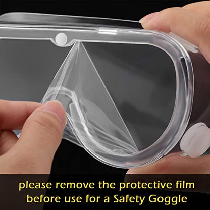 Yunsailing Protective Safety Goggles Lab Over Glasses Clear Anti Fog Eye Protection Goggles for Men Women - color: Clear, Black