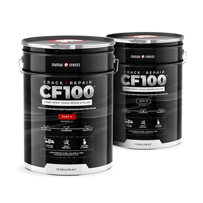 Spartan Epoxies CF100-2 Part 100% Epoxy Concrete Crack Repair and Filler, Various Sizes, Ideal for Concrete Driveways, Garage Floors, and More (10 Gallon Kit) - size: 10 Gallon Kit