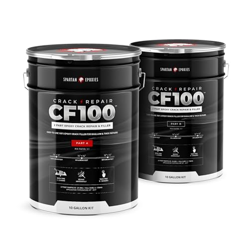 Spartan Epoxies CF100-2 Part 100% Epoxy Concrete Crack Repair and Filler, Various Sizes, Ideal for Concrete Driveways, Garage Floors, and More (10 Gallon Kit) - size: 10 Gallon Kit
