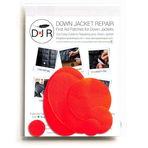 Down Jacket Repair Patches - Self-Adhesive Down Jacket Repair Patches | Waterproof, Tear-Resistant, Pre-Cut Patches | 7-Piece Set for Outdoor Gear, Sleeping Bags & Tent - color: Fluro Orange