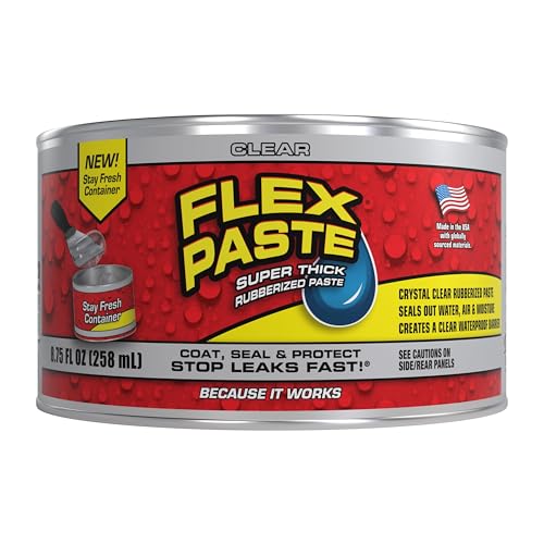 Flex Paste, Waterproof Paintable Putty, Spackle Sealant, Fill Gaps Cracks Holes - Block Out Water and Air - UV Resistant - Walls, Drywall, EPDM, Concrete, Roof, RV Repairs, Clear, Half-Quart - size: Half-Quart