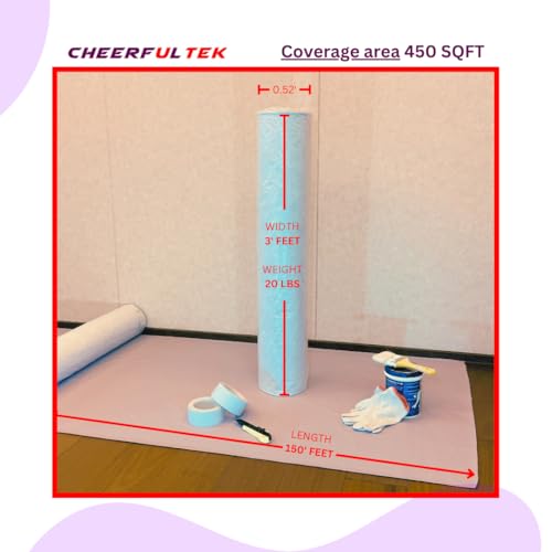 Heavy-Duty Temporary Floor Protection, All Purpose Scratch & Waterproof-Worry Free, Underlayment, Renovation & Construction Canvas Drop Cloth Tarp, Anti-Slip, Durable, Reusable 3'x150'-450 SQFT