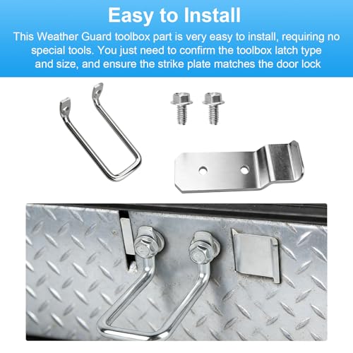 71061PK Latch Strike Plate for Weather Guard Tool Box Locks, Truck Bed Box Latch Lock Striker Plate Hardware Kit