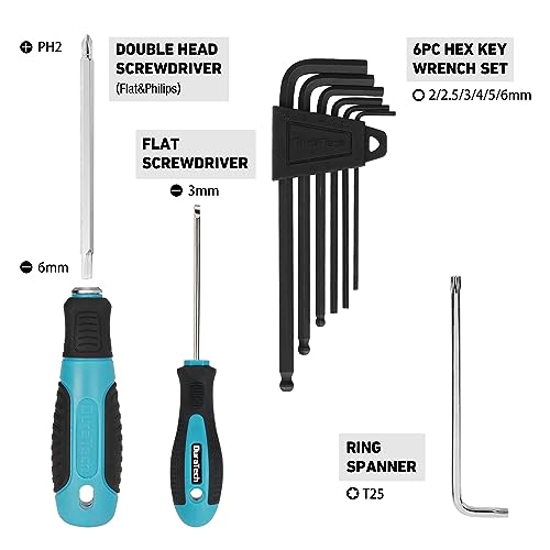 DURATECH Bike Repair Kit, 35PC Bicycle Tool Kit with Carry Case, Bike Accessories for Repairing Tyres, Brakes, Chains, Pedal, Mountain Bike & Road Bike Maintenance, Great Gift for Men, Women - size: 35 PC