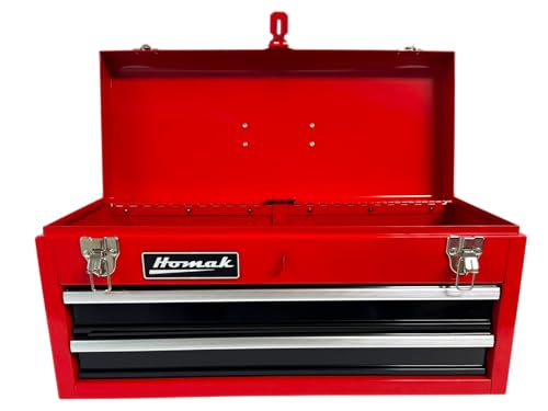 Homak 2 Drawer Ball Bearing Toolbox Chest, Red, 20 Inches - color: Red, size: 2-Drawer