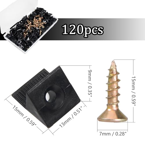 120Pcs Drawer Bottom Support Brackets,Plastic Angle Code Bracket Fasteners,Fixing Mending Wedges,Drawer Reinforcement Repair Kit for Furniture Sagging Drawer - color: Black 2