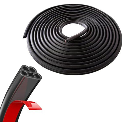 Car Door Seal Strip, 16.4FT Rubber Double Layer Soundproof Vehicle Window Weather Stripping, 5-Holes Noise Insulation Auto Seal Weatherstrip Edge Protector Trim, Universal for Vehicle - color: 5 Holes/16.4FT