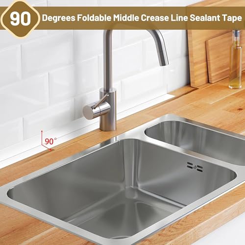 1 Roll Caulk Tape Self Adhesive Waterproof, Transparent Kitchen and Wall Sealing Tape, Bathroom Sealant Strip for Toilet, Bath Tub, Sink, Shower (White,1.5" x10.5Ft) - color: White