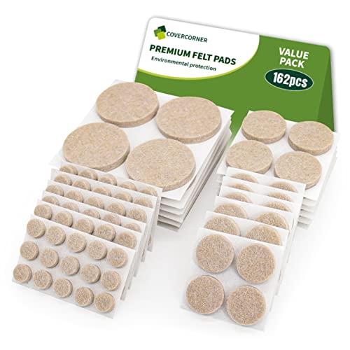 Felt Furniture Pads for Hardwood Floors 162 PCS, Furniture Pads, Floor Protectors for Hardwood Floors, Felt Pads for Furniture, Round, Beige, Value Pack - size: 162pcs Value Pack Round Beige