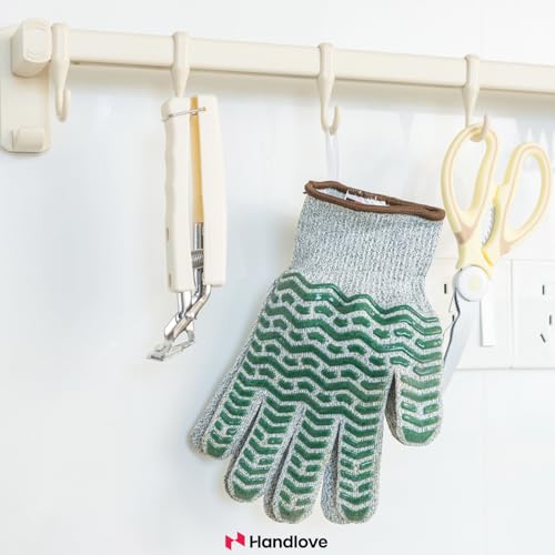 HandLove Cut Resistant Gloves, 100% Food Contact Safe, CE Level 5 Premium Protective Cutting Gloves - color: Green, size: Small