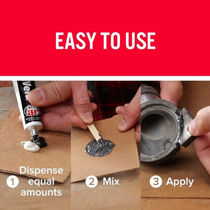 J-B Weld KwikWeld, 6 Minute Set Epoxy, Steel Reinforced Epoxy, High Strength - 2 Pack, Dark Grey (8276-2) - size: 2 Oz - 2 Pack