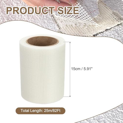 PATIKIL Drywall Repair Mesh Tape, 6 inch x 82 ft Fiberglass Repair Patch Self-Adhesive Dry Wall Joint Tape 9 Mesh Wall Hole Crack and Seam Patch, White - size: 6 inch x 82 Feet